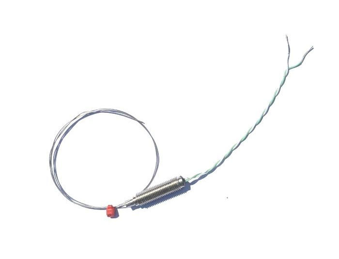 Termocoppia a isolamento minerale a risposta rapida da 0,25 mm di diametro con vaso filettato e code IEC in PFA tipo K