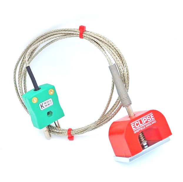 Termocoppia magnetica IEC tipo K 11,8 kg con potenza di trazione (ferro di cavallo), cavo isolato in PFA con treccia in acciaio inossidabile che termina con spina standard