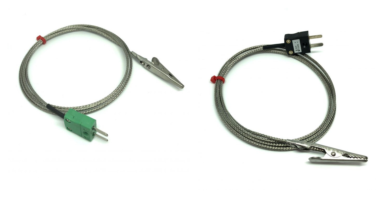 Termocoppia con clip a coccodrillo IEC con cavo intrecciato in acciaio inossidabile in fibra di vetro