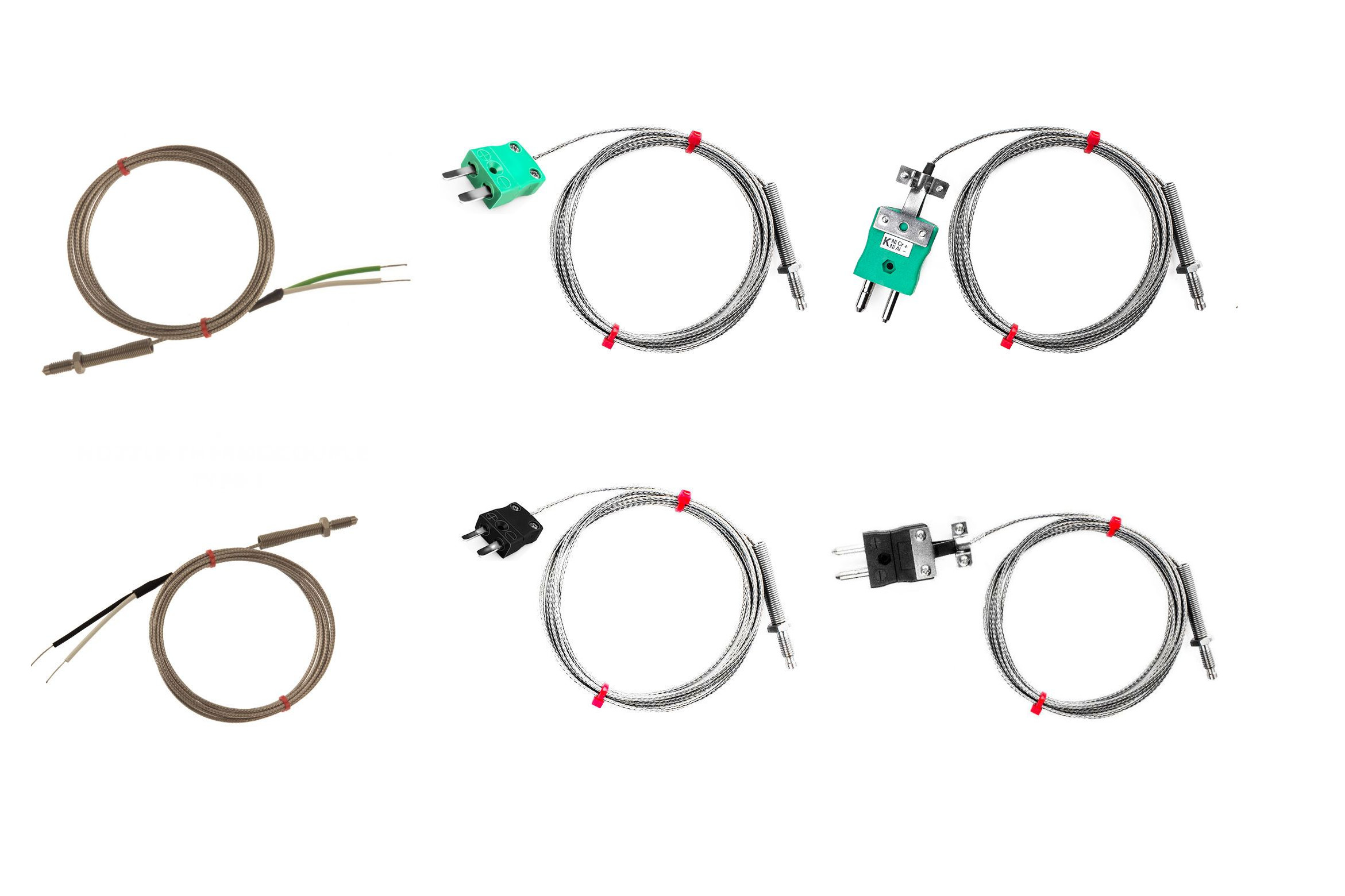 Termocoppia con ugello IEC, cavo isolato in fibra di vetro con treccia in acciaio inossidabile