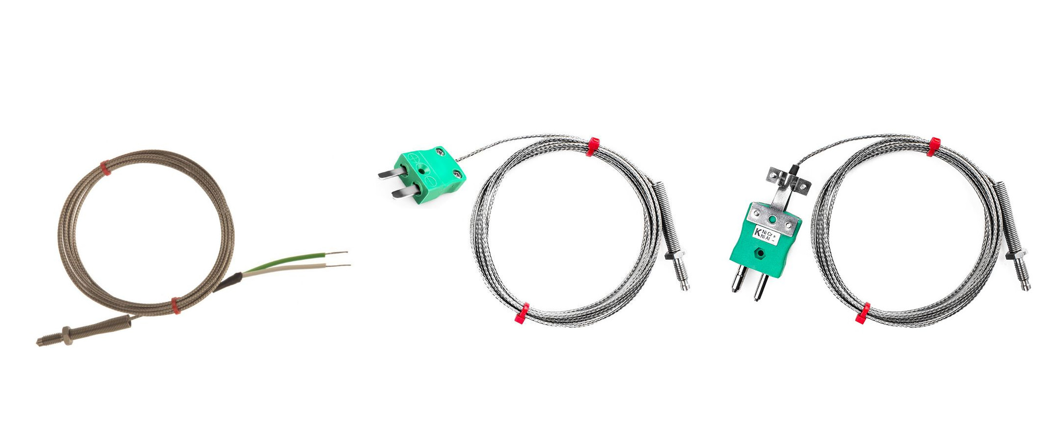 Termocoppia con ugello IEC, cavo isolato in fibra di vetro con treccia in acciaio inox - tipo K