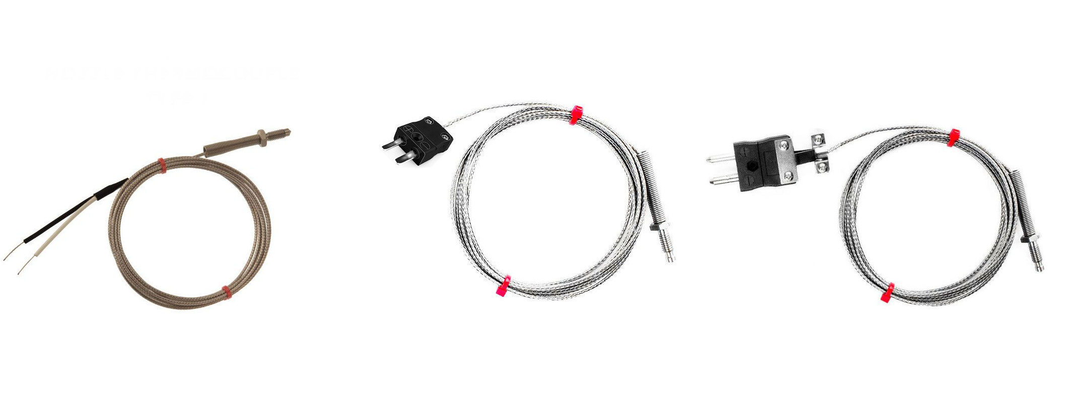 Termocoppia con ugello IEC, cavo isolato in fibra di vetro con treccia in acciaio inox - Tipo J