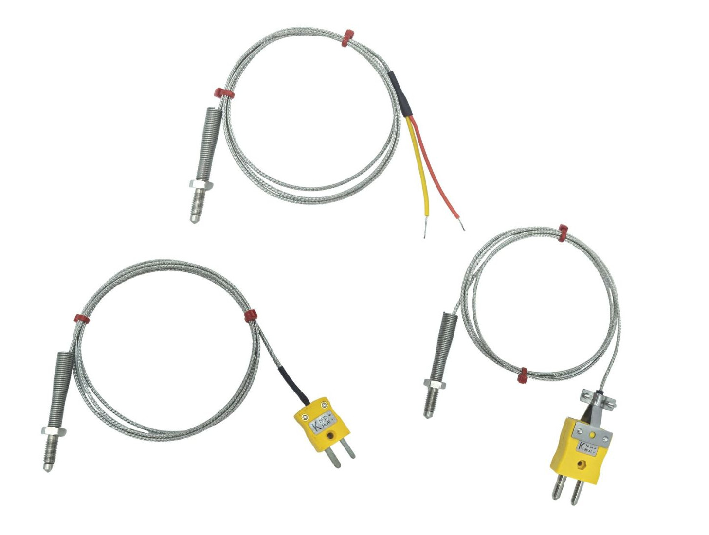 Termocoppia con ugello ANSI, cavo isolato in fibra di vetro con treccia in acciaio inox - tipo K
