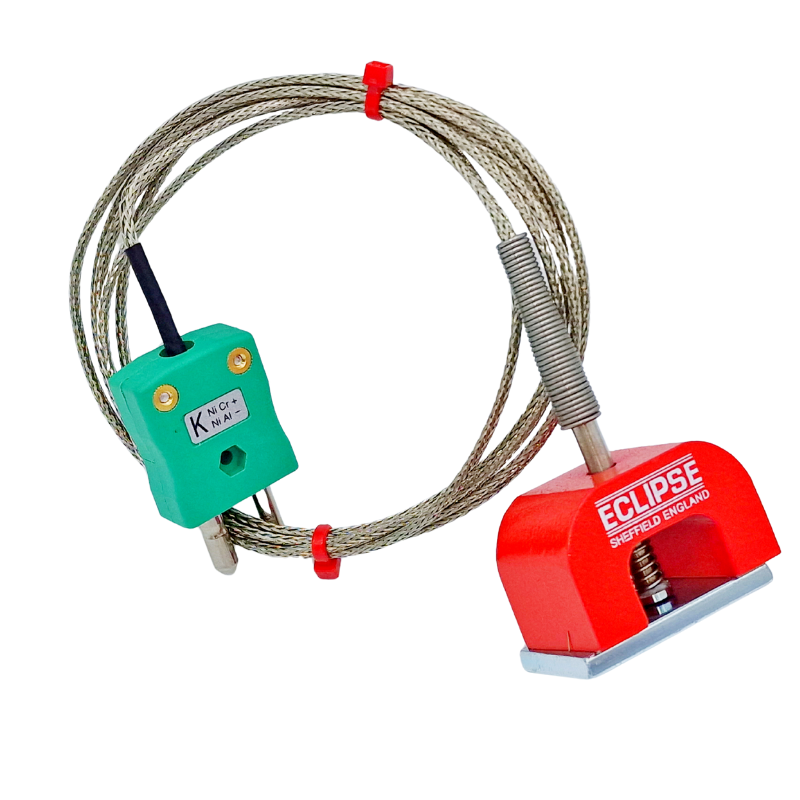 Termocoppia magnetica IEC tipo K 9kg Pull Power (ferro di cavallo), cavo isolato PFA con treccia in acciaio inox che termina in spina standard