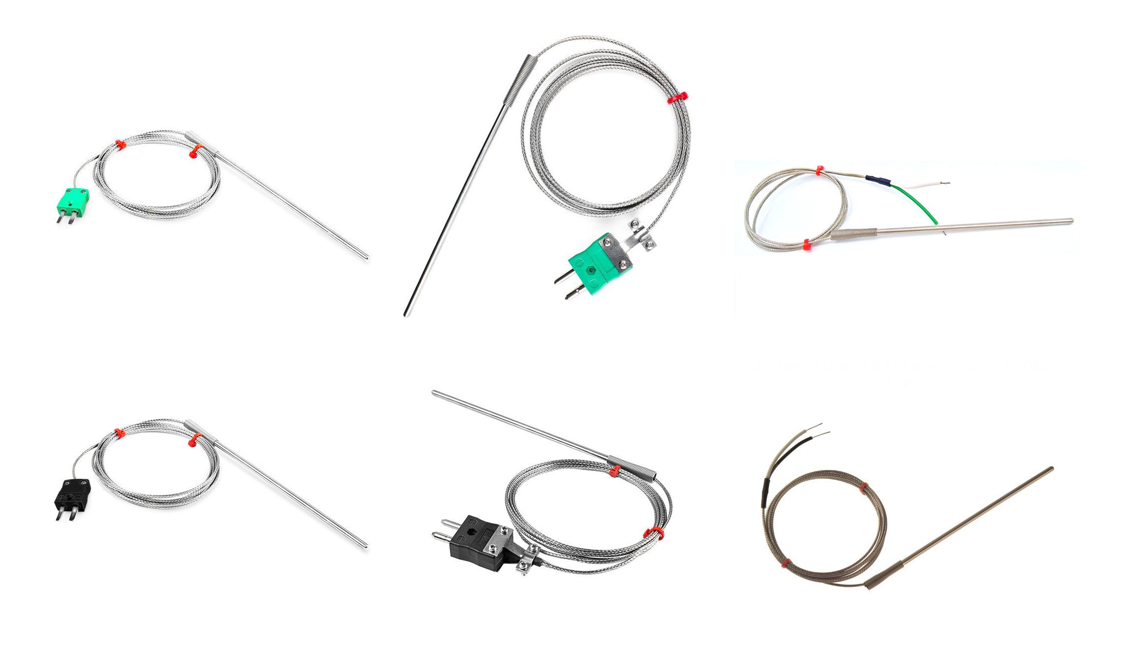 Sonda a termocoppia per uso generico IEC, cavo isolato in fibra di vetro con treccia in acciaio inox