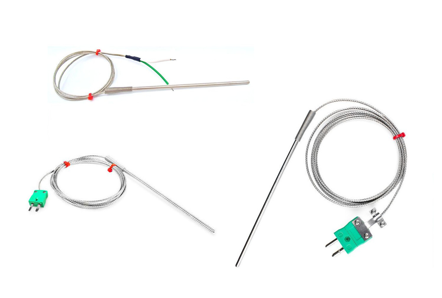 Sonda per termocoppia per uso generico IEC, cavo isolato in fibra di vetro con treccia in acciaio inox - tipo K