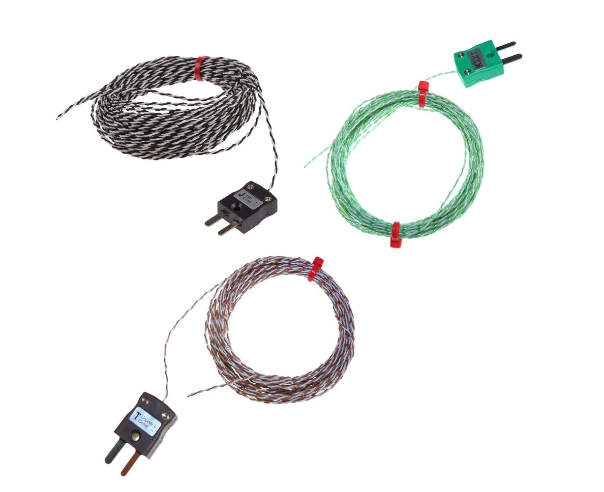 Termocoppia a giunzione esposta IEC a doppia torsione con connettore maschio miniaturizzato isolata in PTFE - tipi K, J, T