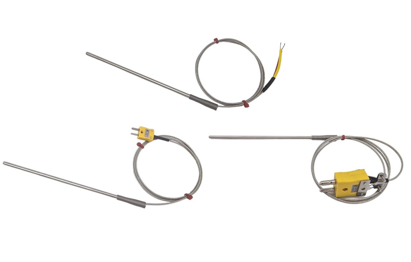 Sonda a termocoppia ANSI per uso generico, cavo isolato in fibra di vetro con treccia in acciaio inox