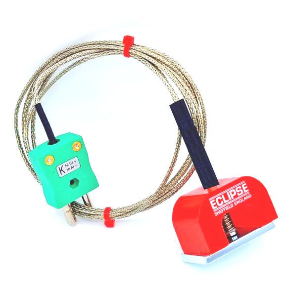  Termocoppia magnetica IEC tipo K da 4,5 kg (ferro di cavallo), cavo isolato in PFA con treccia in acciaio inossidabile che termina in spina standard