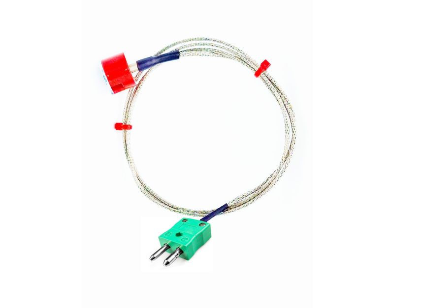 Termocoppia magnetica con pulsante di trazione IEC tipo K da 1,9 kg, cavo isolato in PFA con treccia in acciaio inossidabile che termina con spina standard