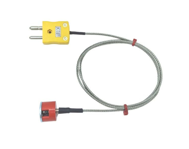Termocoppia magnetica con pulsante di trazione ANSI tipo K da 1,9 kg, cavo isolato in PFA con treccia in acciaio inossidabile che termina con spina standard