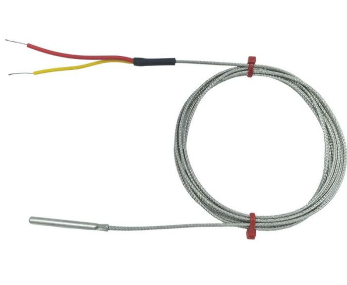 Termocoppia con messa a terra fabbricata ANSI in tubo di acciaio inossidabile, cavo intrecciato in acciaio inossidabile in fibra di vetro