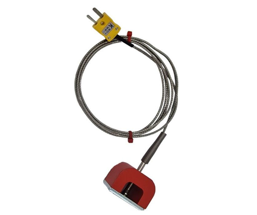 Termocoppia magnetica ANSI tipo K 9kg Pull Power (ferro di cavallo), cavo isolato PFA con treccia in acciaio inox che termina in spina miniaturizzata