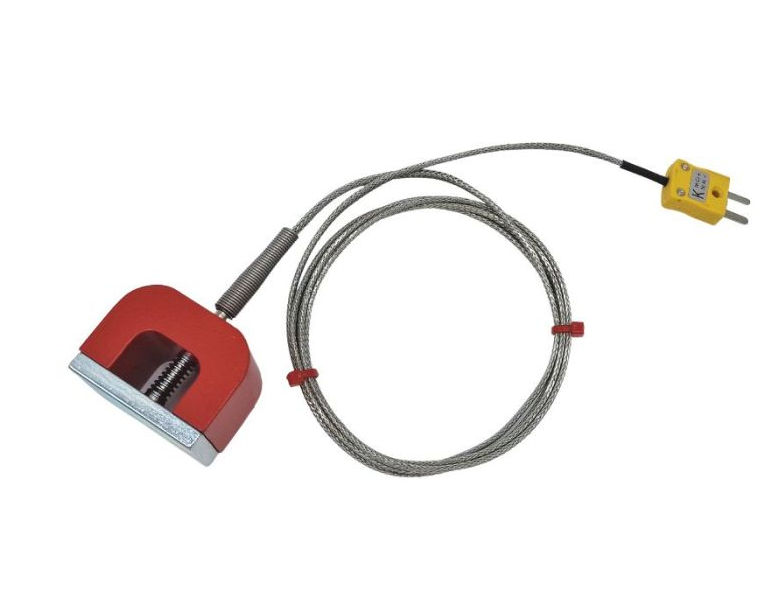 Termocoppia magnetica ANSI tipo K 11,8 kg con potenza di trazione (ferro di cavallo), cavo isolato in PFA con treccia in acciaio inossidabile che termina in spina miniaturizzata