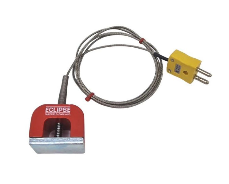 Termocoppia magnetica ANSI tipo K 11,8 kg con potenza di trazione (ferro di cavallo), cavo isolato in PFA con treccia in acciaio inossidabile che termina in spina standard