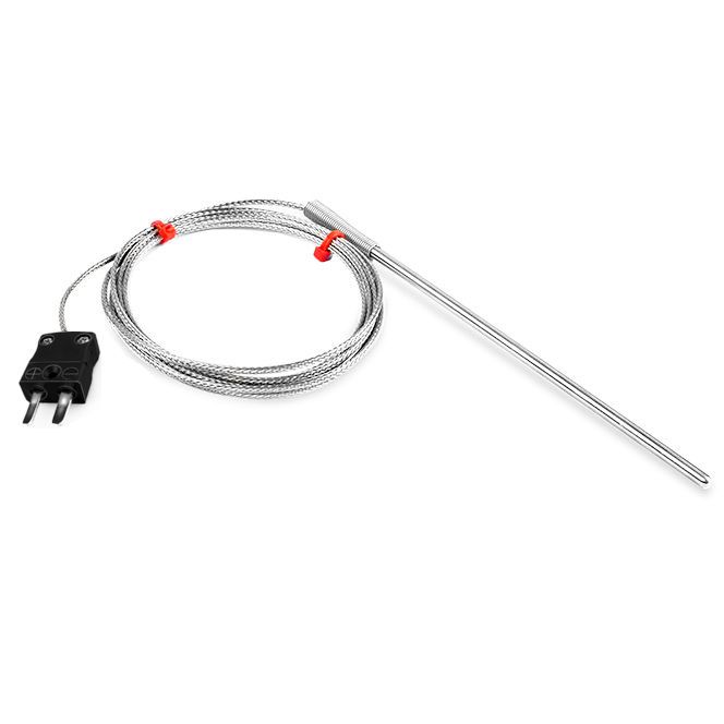 Sonda per termocoppia per impieghi generici IEC, cavo isolato in fibra di vetro con treccia in acciaio inox - Tipo J - terminazione a spina miniaturizzata
