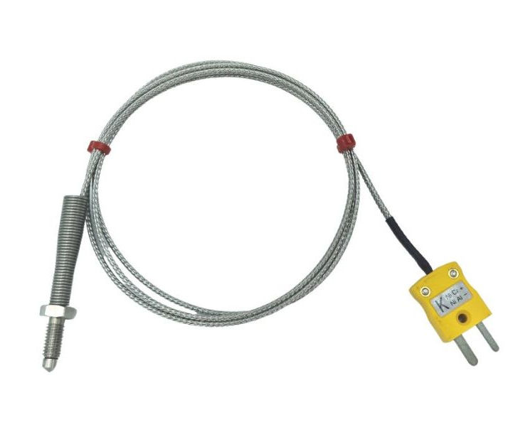 Termocoppia con ugello ANSI, cavo isolato in fibra di vetro con treccia in acciaio inox - tipo K con terminazione in spina miniaturizzata