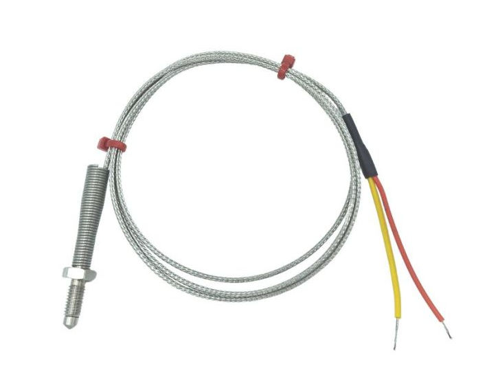 Termocoppia con ugello ANSI, cavo isolato in fibra di vetro con treccia in acciaio inox - Tipo K che termina in code nude