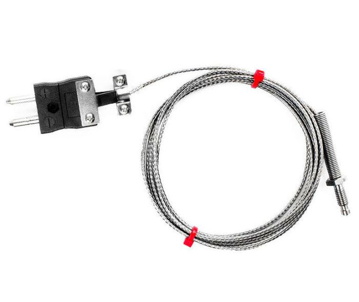Termocoppia con ugello IEC, cavo isolato in fibra di vetro con treccia in acciaio inox - Tipo J - terminazione a spina standard