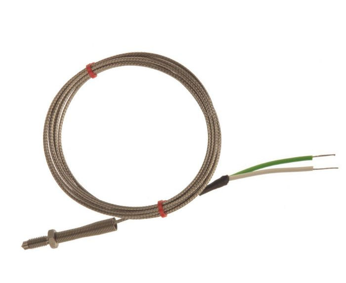 Termocoppia con ugello IEC, cavo isolato in fibra di vetro con treccia in acciaio inox - Tipo K - terminazione a coda nuda