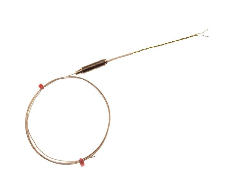 Termocoppia IEC a isolamento minerale con potenziometro filettato e 100 mm di cavo IEC a doppia torsione isolato in PFA - Tipo T