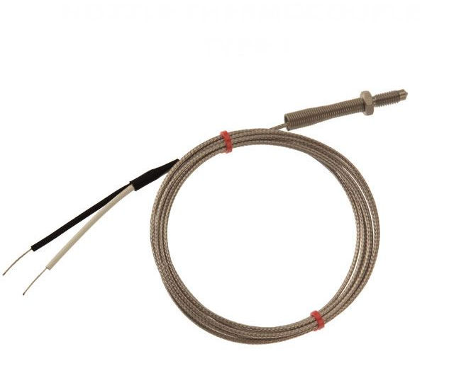 Termocoppia con ugello IEC, cavo isolato in fibra di vetro con treccia in acciaio inox - Tipo J - terminazione a coda nuda