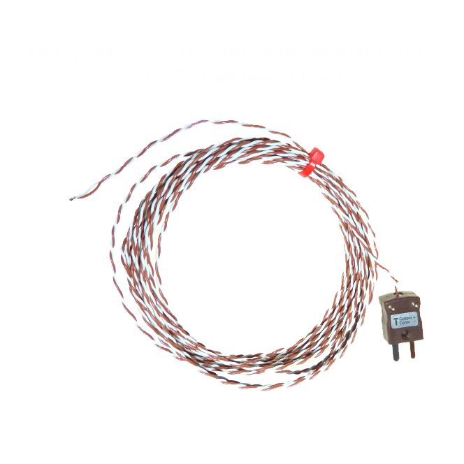 Termocoppia a doppia giunzione esposta IEC intrecciata con isolamento in PFA con connettore maschio miniaturizzato - Tipo T - Dimensione trefolo 7/0,2