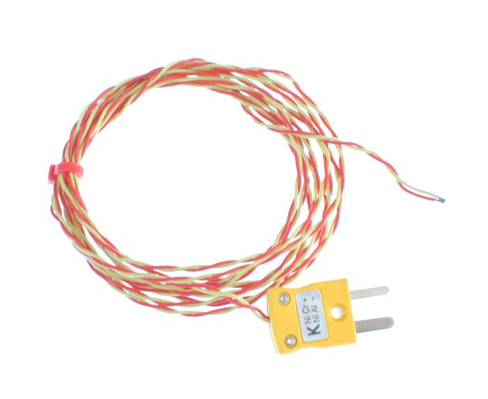 Termocoppia a giunzione esposta isolata ANSI PFA con connettore maschio miniaturizzato - Tipo K - Dimensione trefolo 1/0,3 mm