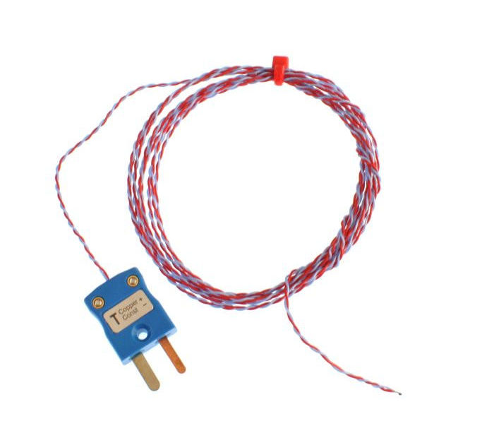 Termocoppia a giunzione esposta isolata ANSI PFA con connettore maschio miniaturizzato - Tipo T