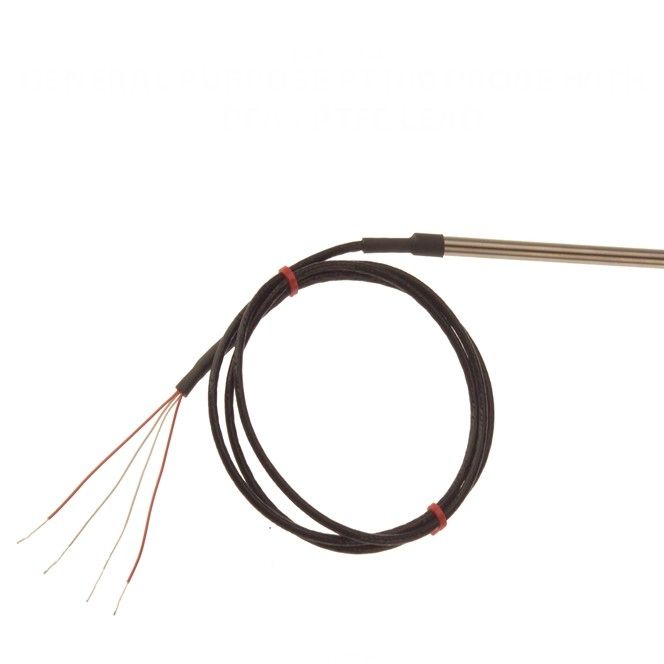 Sonda Pt100 per uso generico con cavo PFA - Tipo RTD / PRT - Diametro sonda 3,0 mm