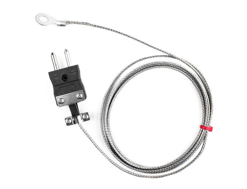 Termocoppia a rondella IEC, cavo isolato in fibra di vetro con treccia in acciaio inossidabile tipo J con terminazione a spina standard