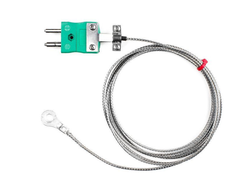 Termocoppia a rondella IEC, cavo isolato in fibra di vetro con treccia in acciaio inossidabile tipo K con terminazione a spina standard