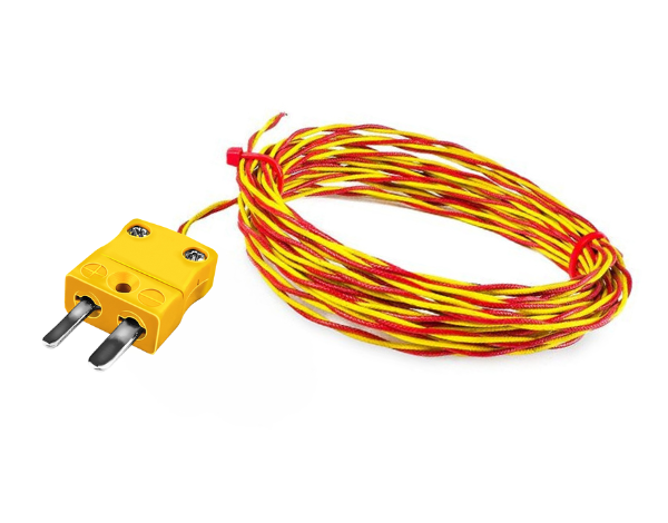 Termocoppia a doppia punta saldata ritorta ad alta temperatura ANSI tipo K con terminazione a spina miniaturizzata