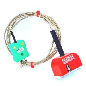 Termocoppia magnetica IEC tipo K da 4,5 kg con potenza di trazione (ferro di cavallo), cavo isolato in PFA con terminazione a treccia in acciaio inox in connettore maschio standard - 1 m