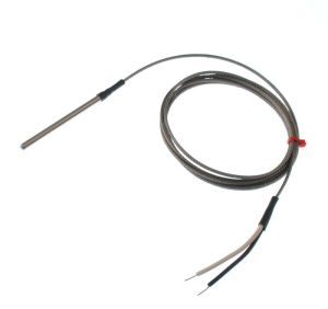 Termocoppia con messa a terra fabbricata IEC in tubo di acciaio inossidabile, cavo intrecciato in acciaio inossidabile in fibra di vetro - Tipo J - Diametro 4,76 mm - Lunghezza 75 mm