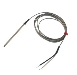 Termocoppia con messa a terra IEC in tubo di acciaio inox, cavo intrecciato in acciaio inox in fibra di vetro - Tipo J - Diametro 4,76 mm - Lunghezza 100 mm