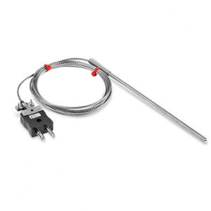 Sonda per termocoppia per impieghi generici IEC, cavo isolato in fibra di vetro con sovratreccia in acciaio inox che termina a code nude, connettore maschio miniaturizzato o standard - tipo K, J
