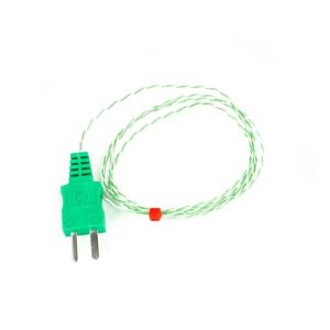Termocoppia a giunzione esposta IEC Doppia intrecciata con connettore maschio stampato - Tipo K - 1/0,3 mm - Lunghezza 2 m