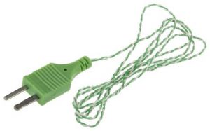 Termocoppia a giunzione esposta IEC Doppia intrecciata isolata in PFA con spina stampata - Tipo K - 1/0,2 mm - Lunghezza 1 M