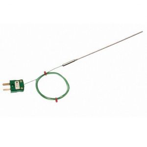 Termocoppia a isolamento minerale con guarnizione a vaso semplice, 1 m di cavo IEC isolato in PFA e terminazione mini spina - Tipi K,J,T,N