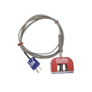 JIS Type K 9kg Pull Power (Horseshoe) Magnet Thermocouple, PFA Insulated Cable with Stainless Steel Over-Braid Terminating in Miniature or Standard Plug