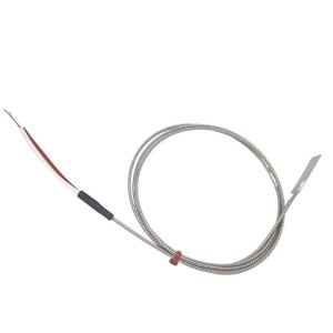 Termocoppia a foglia, cavo isolato in fibra di vetro con treccia in acciaio inox - Tipo K JIS con terminazione a coda nuda - lunghezza 2 m