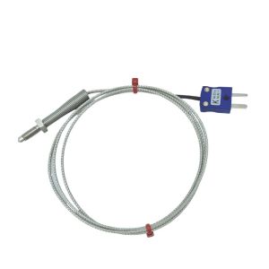 Termocoppia per ugello, cavo isolato in fibra di vetro con treccia in acciaio inox - JIS di tipo K con terminazione a spina miniaturizzata - lunghezza 1 m