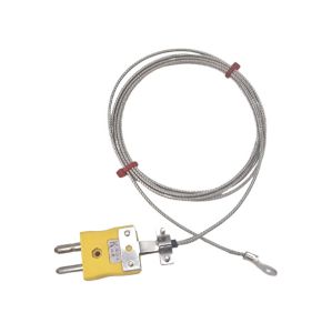 Termocoppia a rondella ANSI, cavo isolato in fibra di vetro con treccia in acciaio inox che termina in code nude o spina standard - tipo K