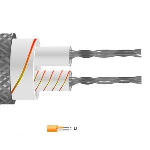 Cavo / filo a coppia piatta isolato in fibra di vetro di tipo U con sovrarebraid in acciaio inossidabile (IEC)