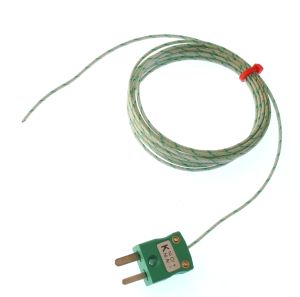 Termocoppia a giunzione esposta IEC a coppia piatta isolata in fibra di vetro - Tipo K con terminazione a spina miniaturizzata - 1/0,508 mm x 5 M