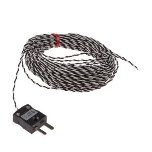 Termocoppia a giunzione esposta IEC intrecciata doppia con isolamento in PTFE con spina miniaturizzata - Tipo J - Lunghezza 5 m