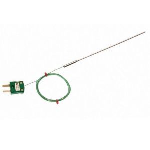 Termocoppia IEC a isolamento minerale con guarnizione a pentola semplice, 1 m di cavo IEC isolato in PFA e terminazione mini spina - Tipo K - 6,0 mm x 250 mm