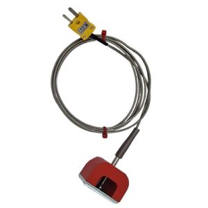 Termocoppia magnetica ANSI tipo K 9kg pull power (ferro di cavallo), cavo isolato PFA con sovratreccia in acciaio inox terminante in connettore maschio miniaturizzato - 3M