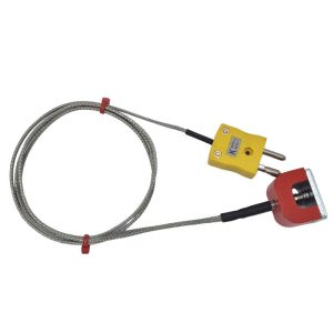 Termocoppia magnetica ANSI tipo K da 4,5 kg con potenza di trazione (ferro di cavallo), cavo isolato in PFA con treccia in acciaio inox che termina in spina standard - 1M